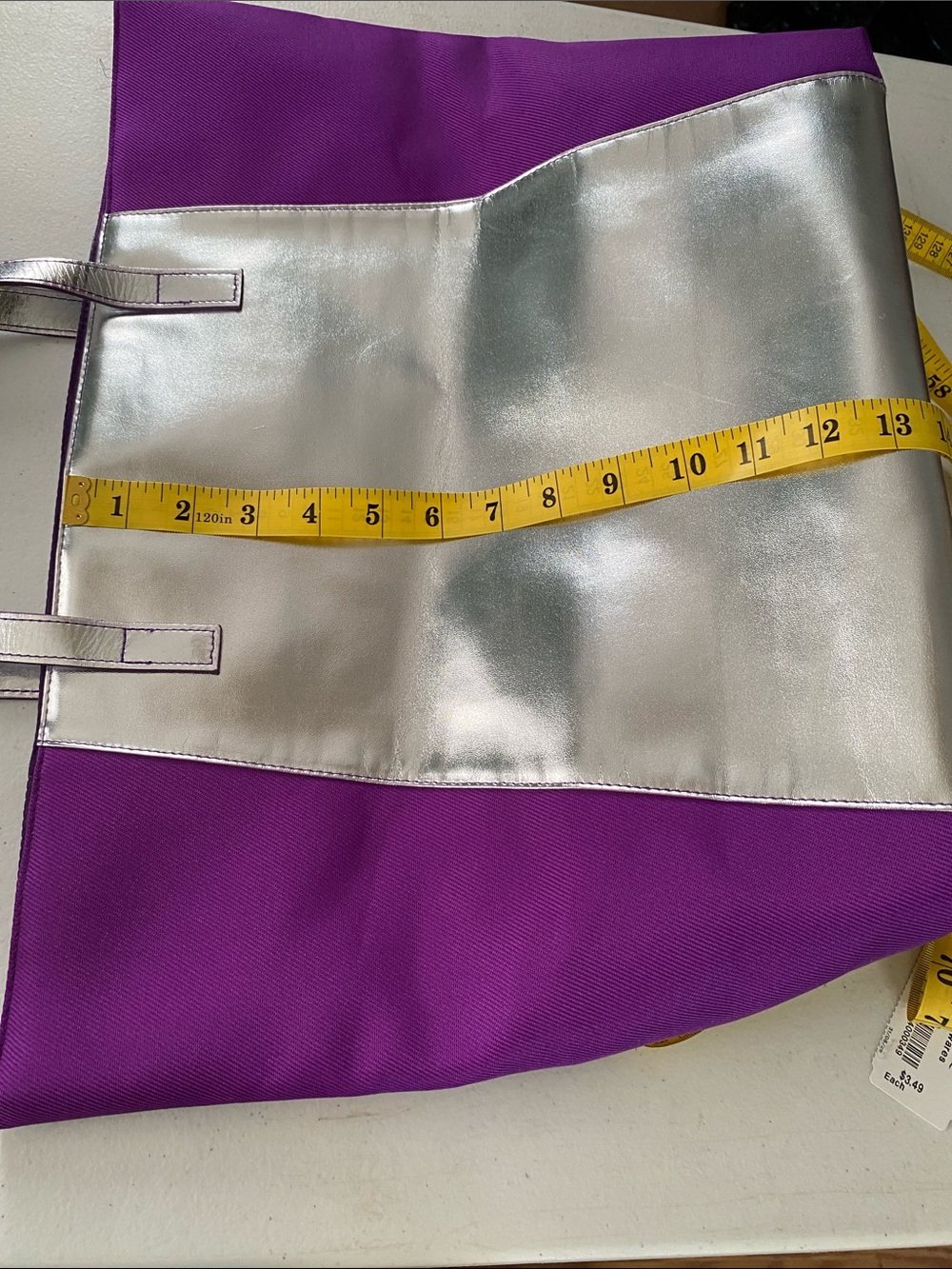 Clinique Silver Front Metallic Tote with Purple Panels - Picture 4 of 5